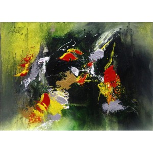 S. M. Naqvi, 10 x 14 Inch, Acrylic on Canvas, Abstract Painting, AC-SMN-067